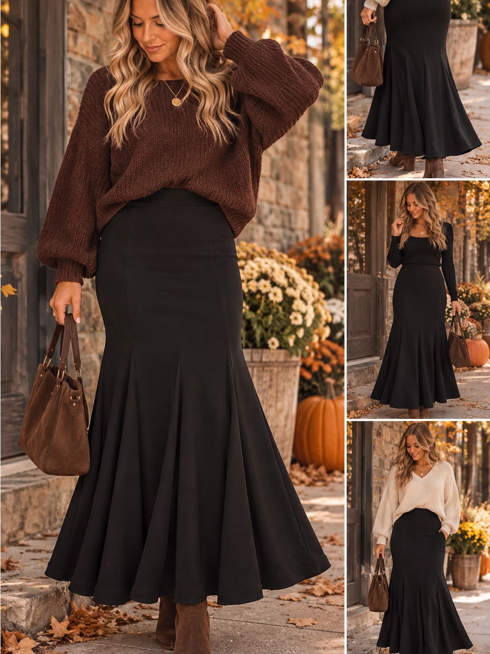 Monki Black Flared Mermaid Maxi Skirt